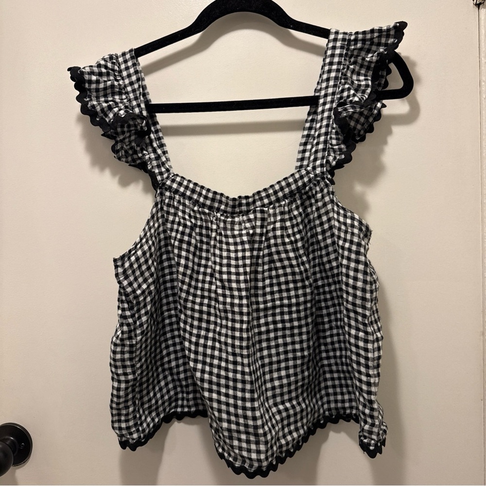 Cynthia Rowley Black and White Checkered Blouse